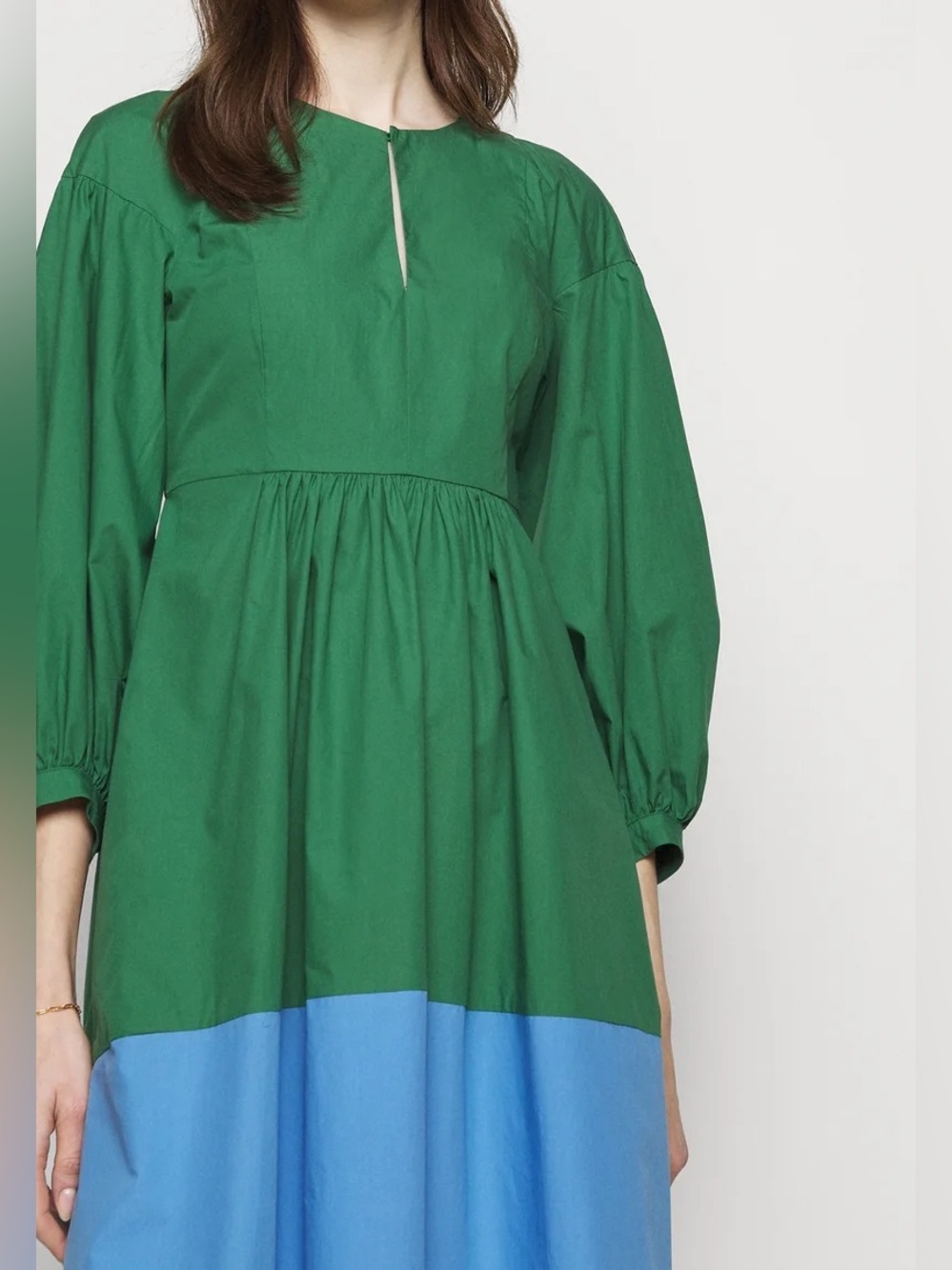 Weekend Max Mara Green Blue Colorblock Cotton Poplin Dress US 6